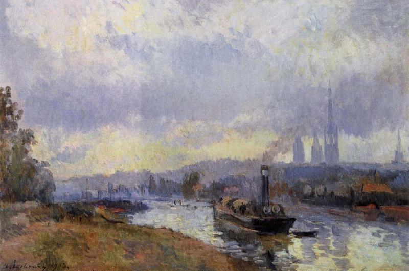 Albert Lebourg Barges at Rouen Norge oil painting art